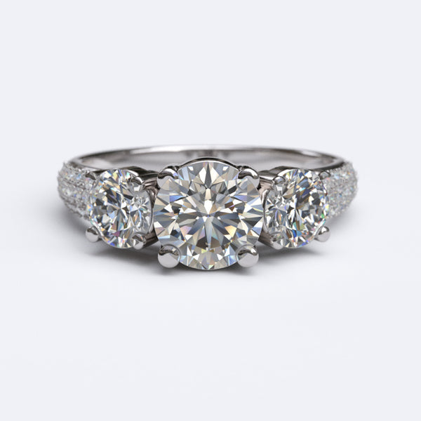 1.6ct Brilliant Diamond 3 stone Gold Engagement Ring - 06GG57